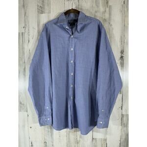 Polo Ralph Lauren 16.5 Large‎ Button Shirt Blue Plaid Regent Classic Fit Vintage